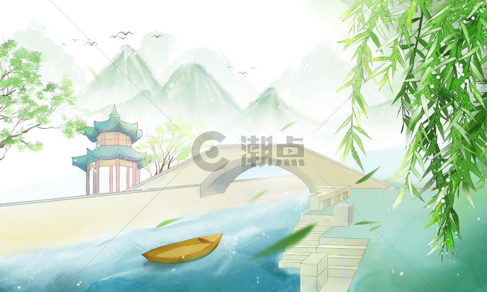 中国风插画背景图图片素材免费下载