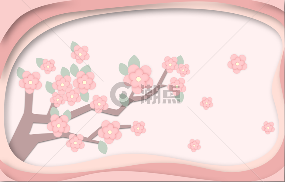 剪纸樱花图片素材免费下载