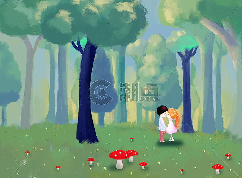爱情 森林插画原画3794*2799图片素材免费下载-编号37411-潮点视频