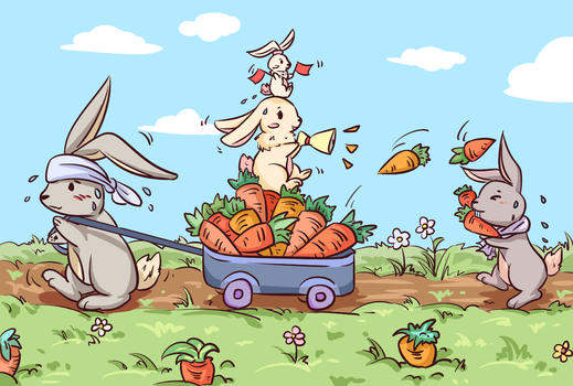 兔子家的快乐劳动节图片素材免费下载