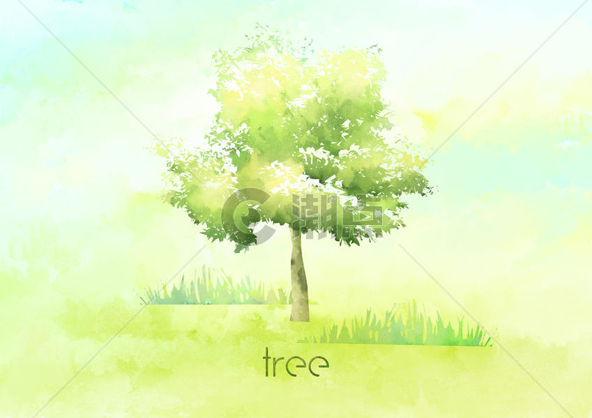 水彩小树图片素材免费下载