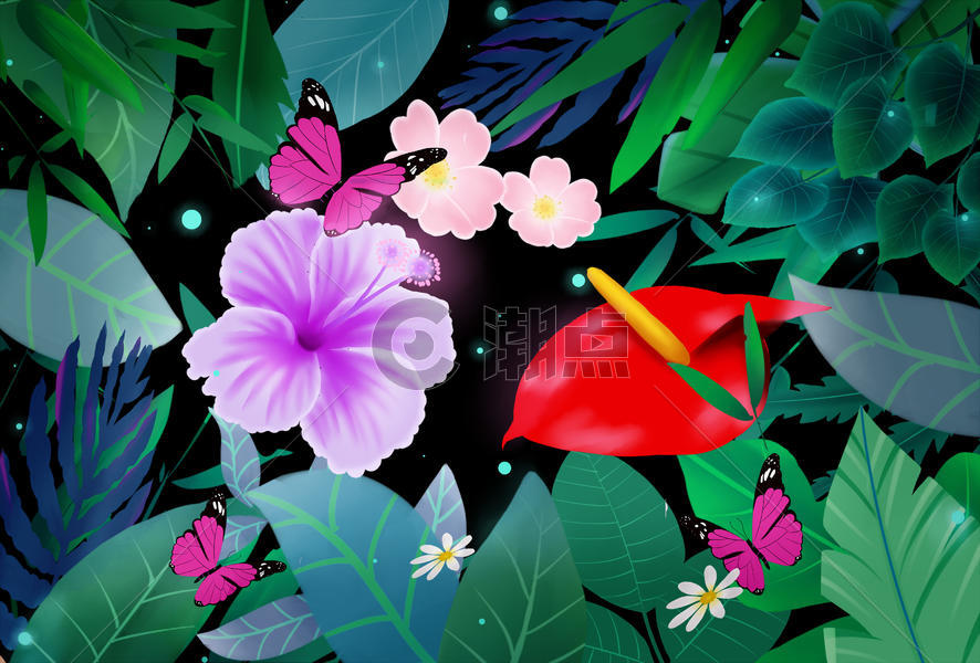 花卉植物蝴蝶图片素材免费下载