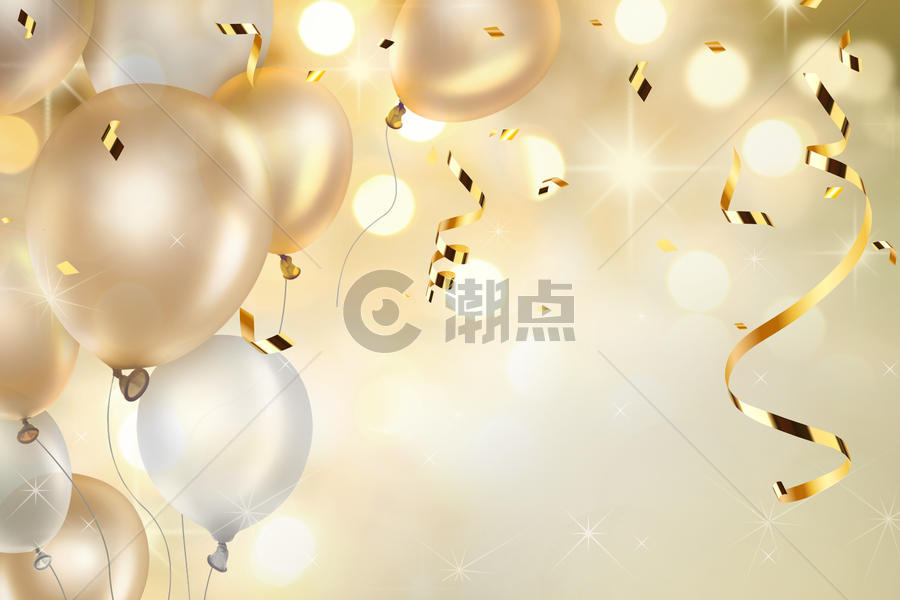 金色彩带气球图片素材免费下载