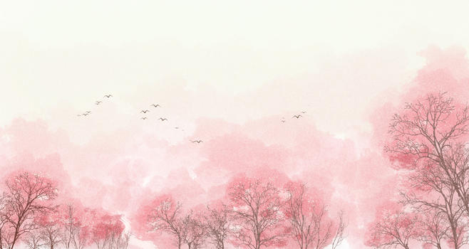 手绘中国风樱花唯美背景图片素材免费下载