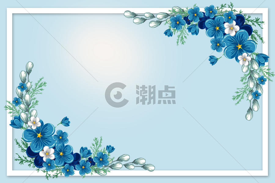 蓝色清新花朵背景图片素材免费下载