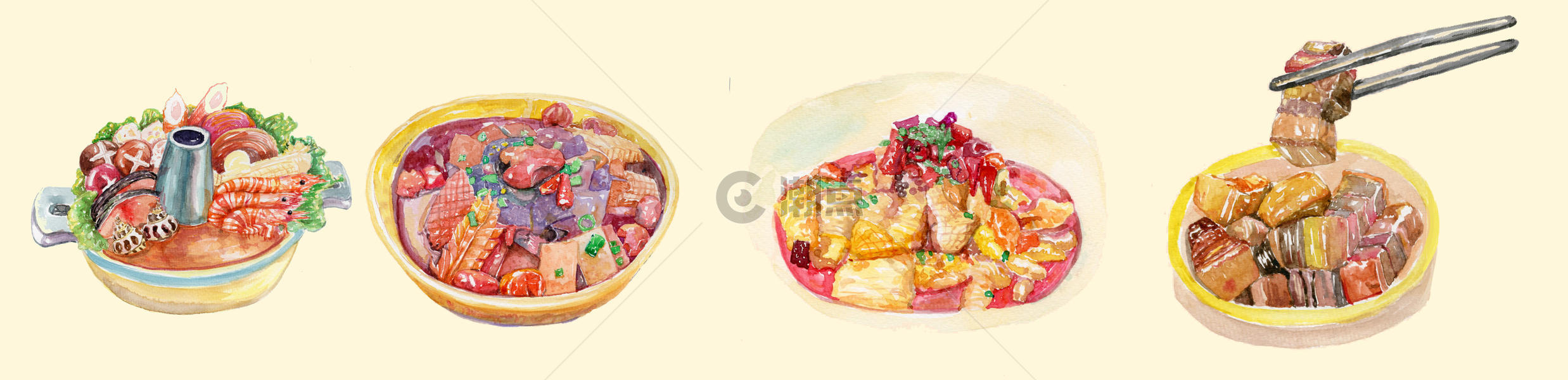 手绘水彩之家常菜图片素材免费下载