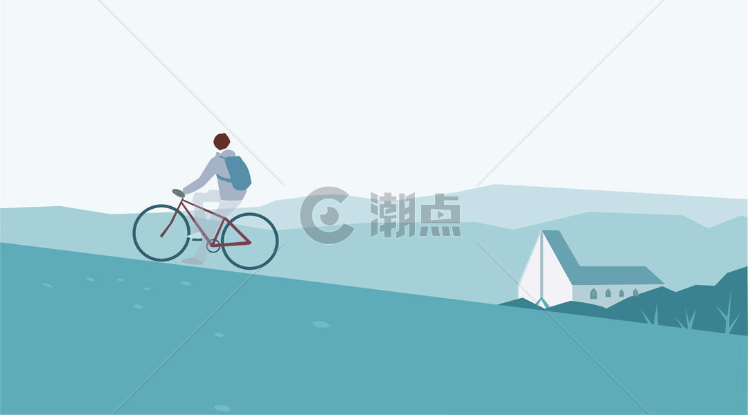 清新骑单车旅行插画图片素材免费下载