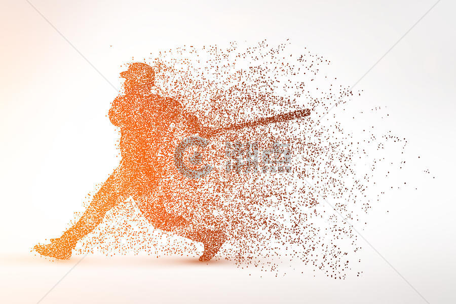 创意棒球运动员剪影粒子图片素材免费下载