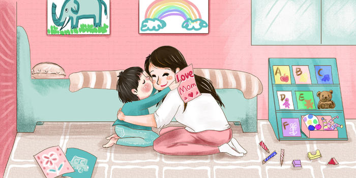 孩子亲吻母亲的幸福时刻图片素材免费下载
