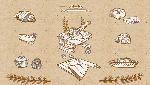 烘焙面包手作手绘图片素材免费下载