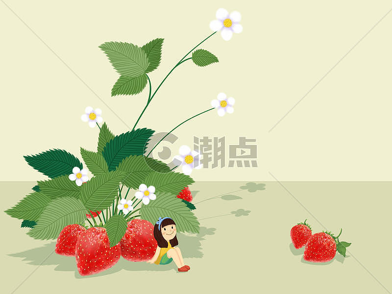 立夏草莓插图图片素材免费下载