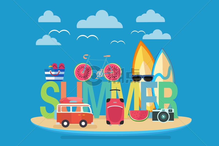 夏日旅游插画图片素材免费下载