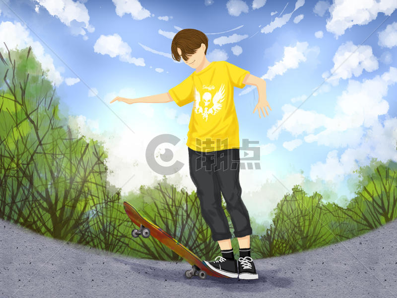 滑滑板的青年图片素材免费下载