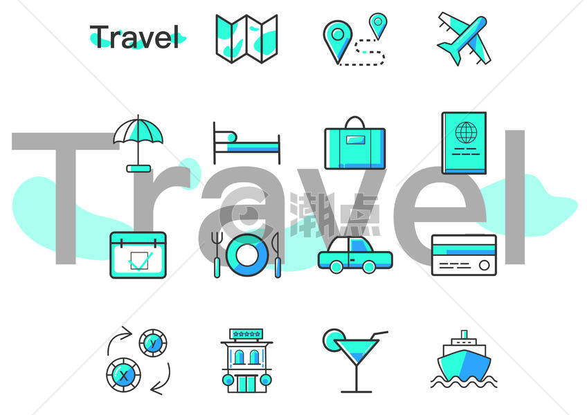 清新旅游出行icon图片素材免费下载