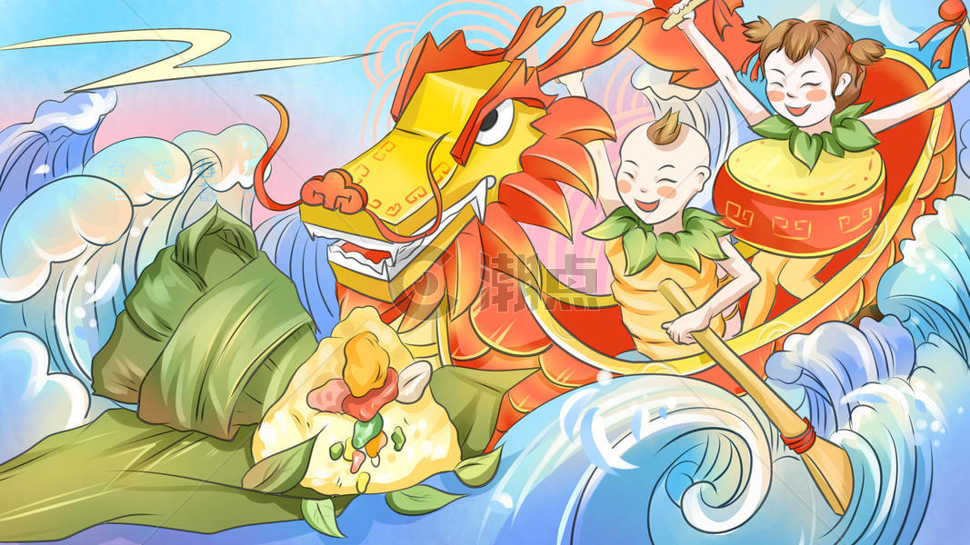 端午节中国风插画图片素材免费下载