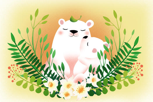 卡通动物母亲节插画图片素材免费下载