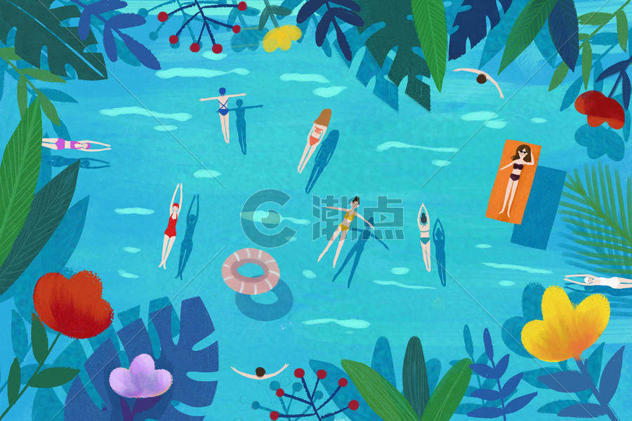 夏日游泳插画图片素材免费下载