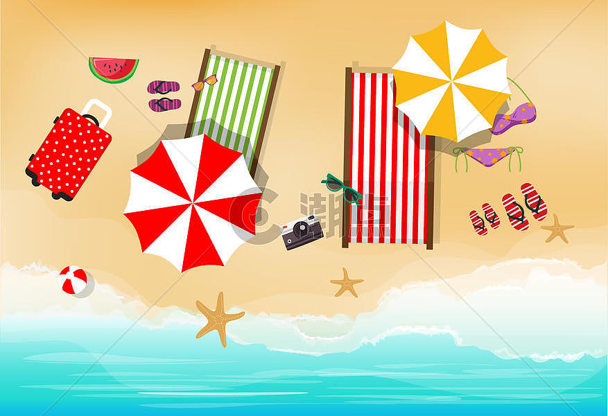 夏季沙滩插画图片素材免费下载