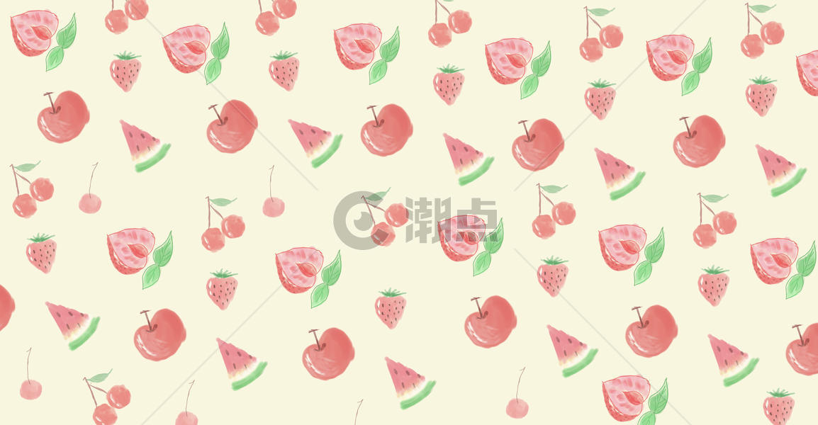 手绘草莓樱桃背景图片素材免费下载