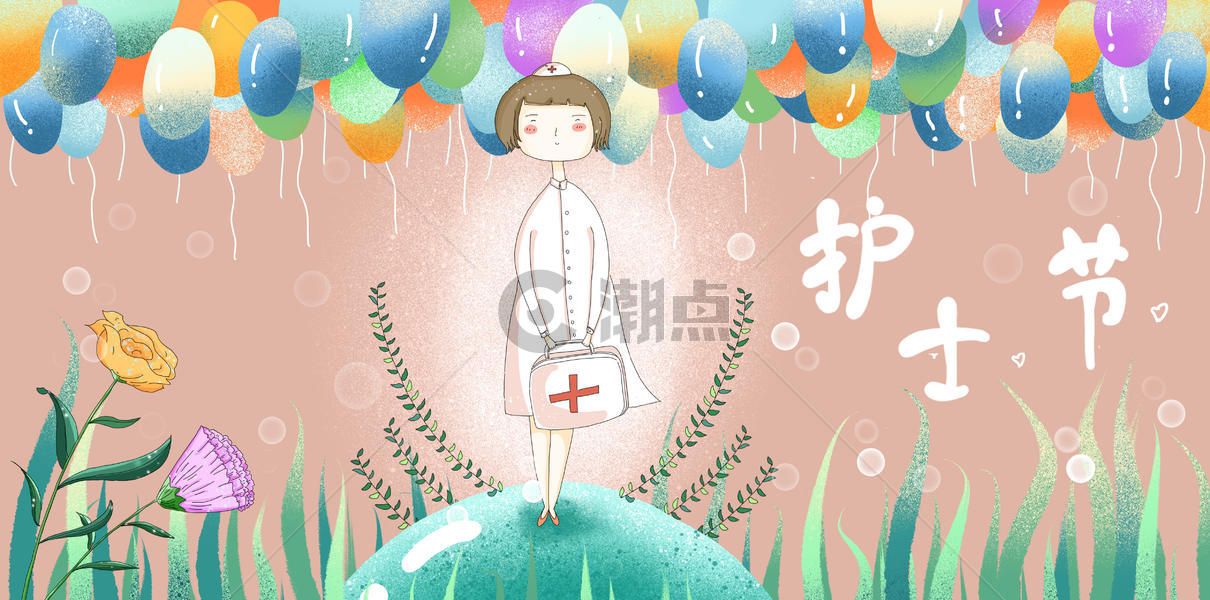 护士节插画气球主题图片素材免费下载