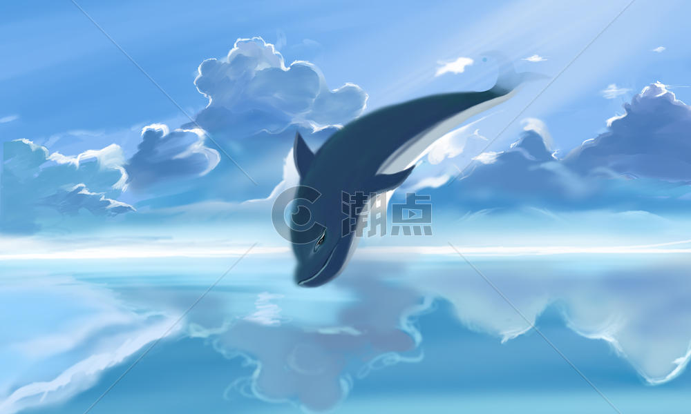 天空与鲸鱼图片素材免费下载