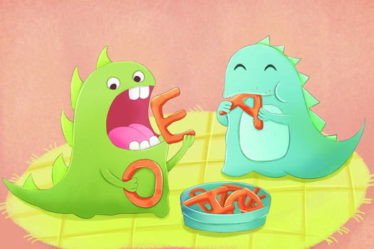 儿童节小怪兽吃饼干图片素材免费下载