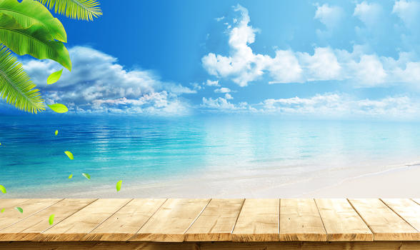 夏日清凉背景蓝色天空海水图片素材免费下载