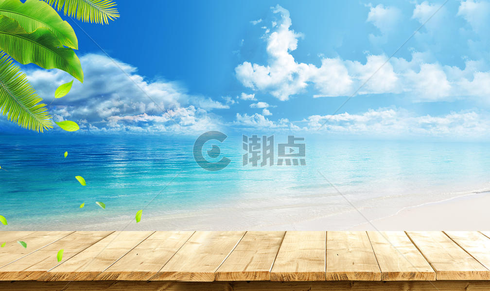 夏日清凉背景 蓝色天空海水图片素材免费下载