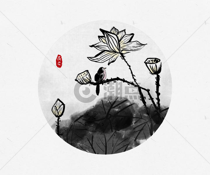 花鸟中国风水墨画图片素材免费下载