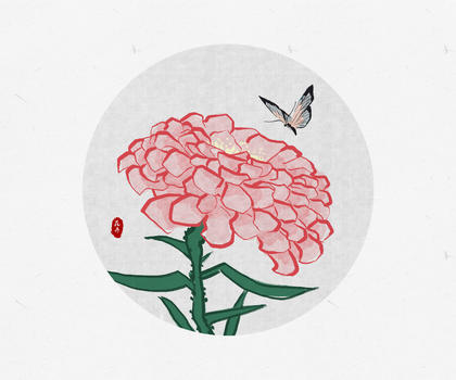 花卉蝴蝶中国风图片素材免费下载