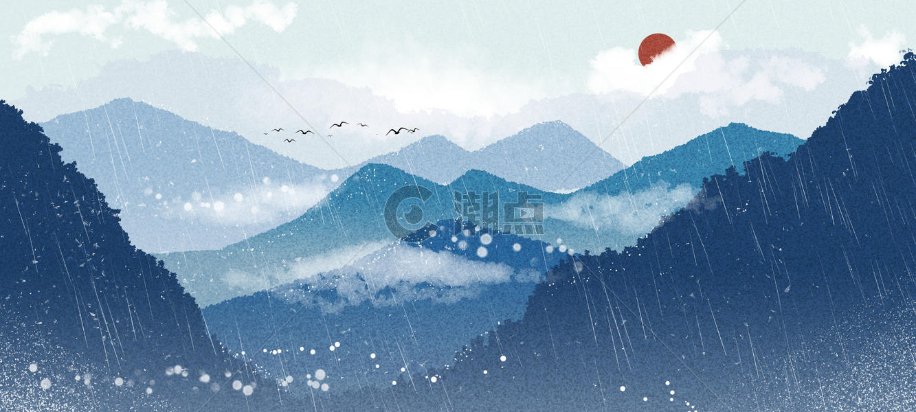 中国山水水墨背景图片素材免费下载