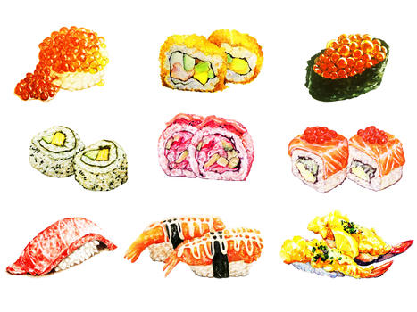 水彩手绘寿司图片素材免费下载