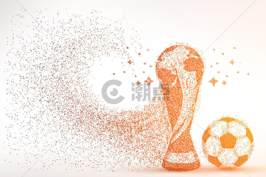 足球与奖杯剪影粒子图片素材免费下载