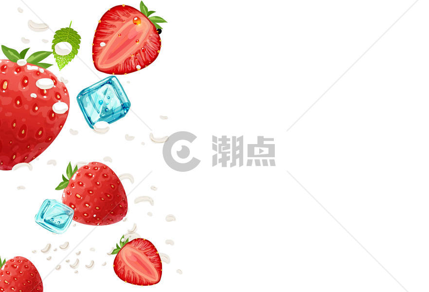 草莓水果二分之一留白背景图片素材免费下载