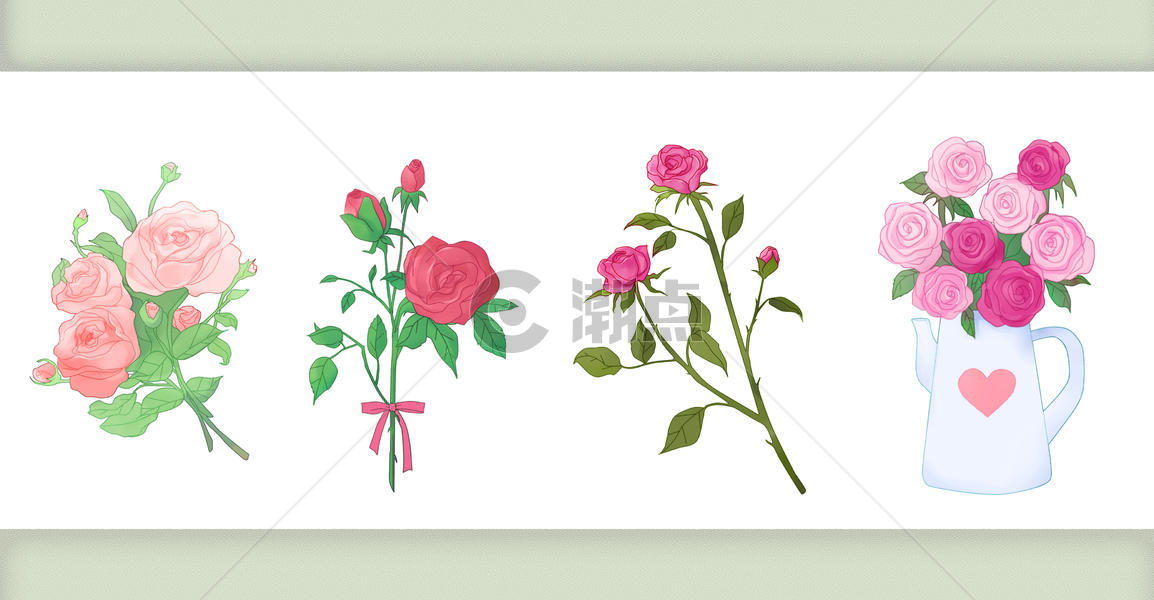 玫瑰花水彩花卉元素图片素材免费下载