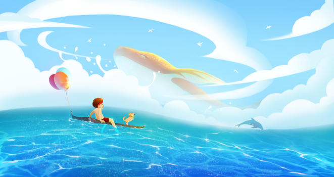 儿童节海上游玩图片素材免费下载