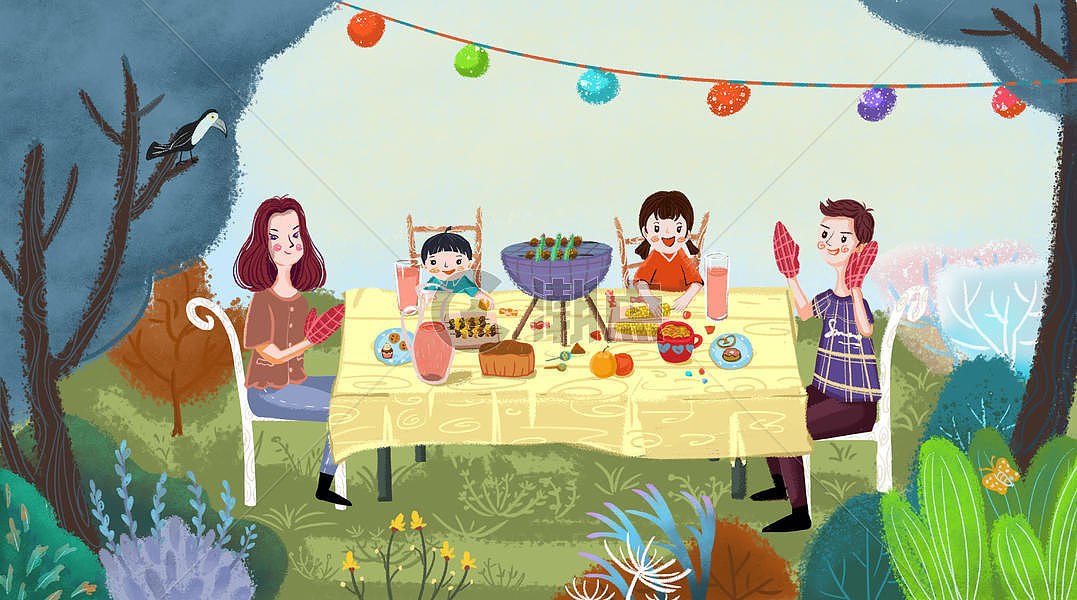 儿童节家庭户外聚餐图片素材免费下载