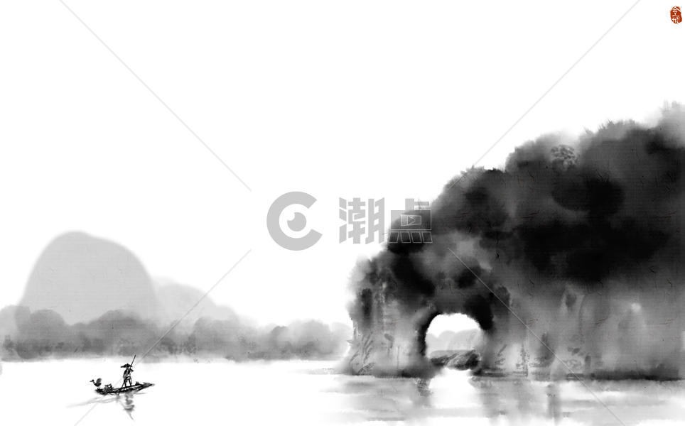 水墨桂林山水背景图片素材免费下载