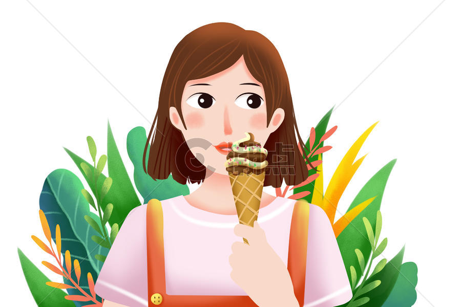 吃冰淇淋的女孩图片素材免费下载