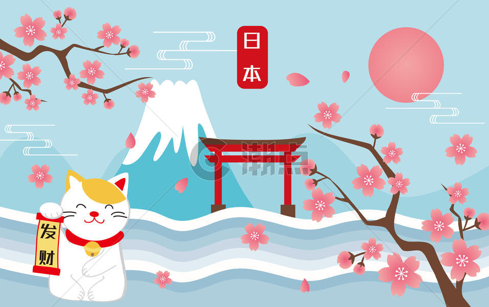 日本旅游剪纸风图片素材免费下载