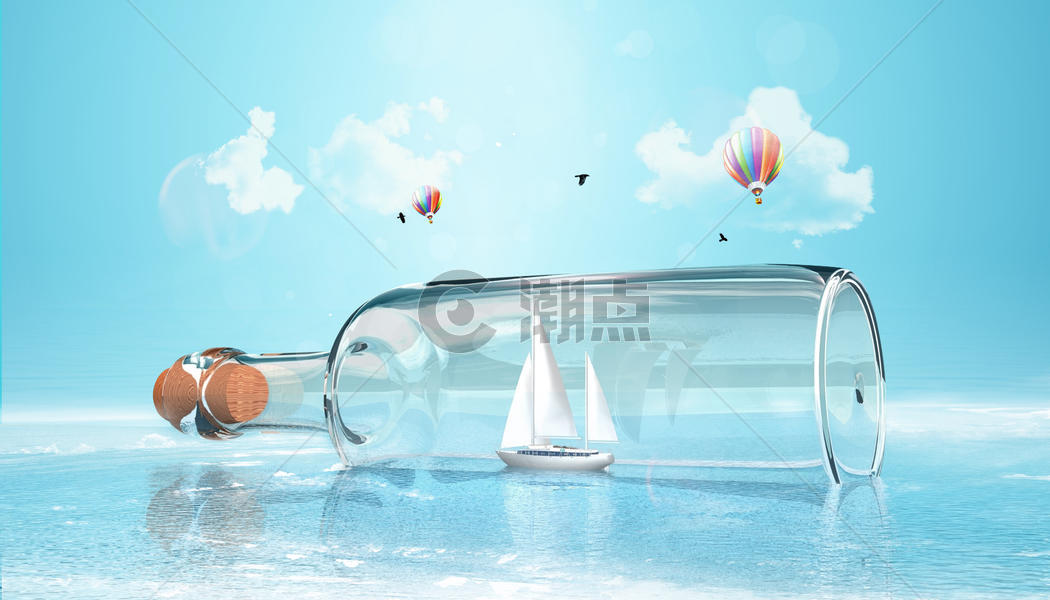 创意玻璃瓶夏日清凉图片素材免费下载