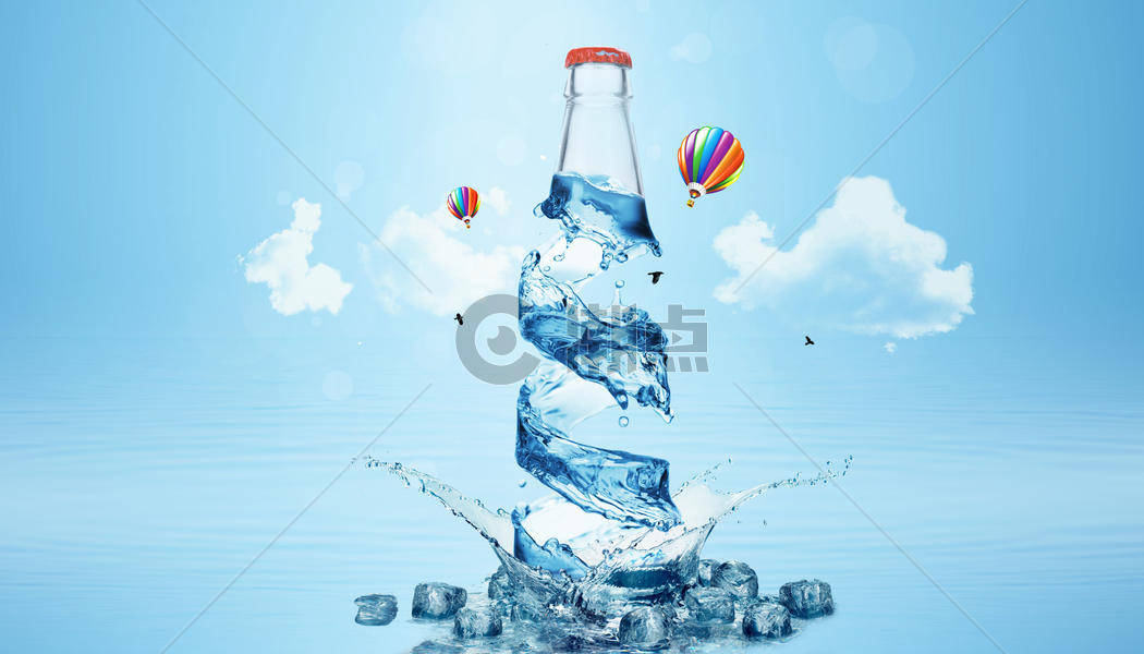 创意玻璃瓶夏日清凉图片素材免费下载