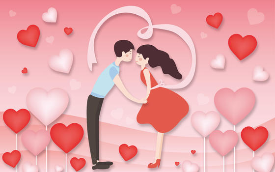 浪漫情侣剪纸风图片素材免费下载