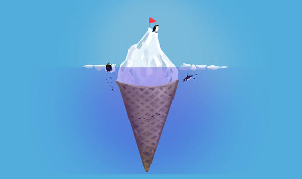 冰激凌冰山企鹅创意图片素材免费下载