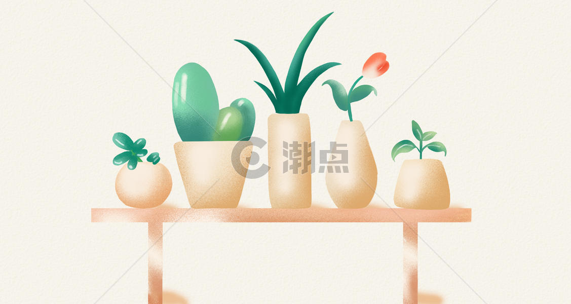 手绘植物盆栽图片素材免费下载