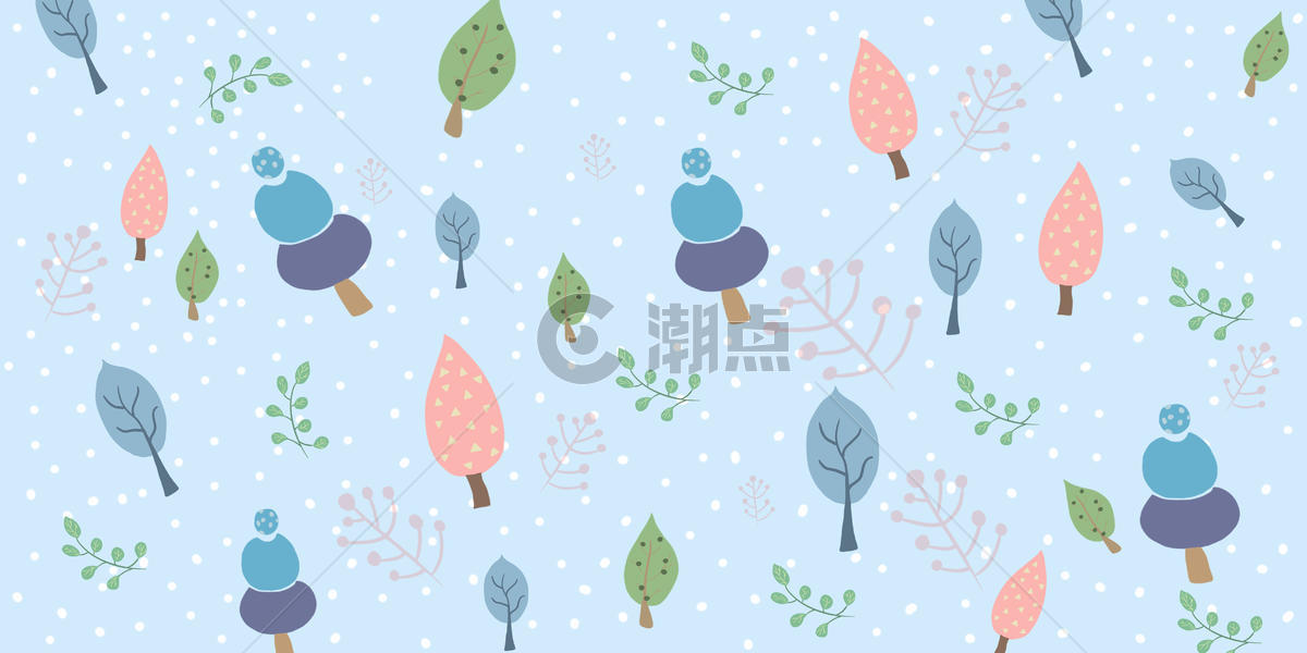 清新植物树木插画图片素材免费下载