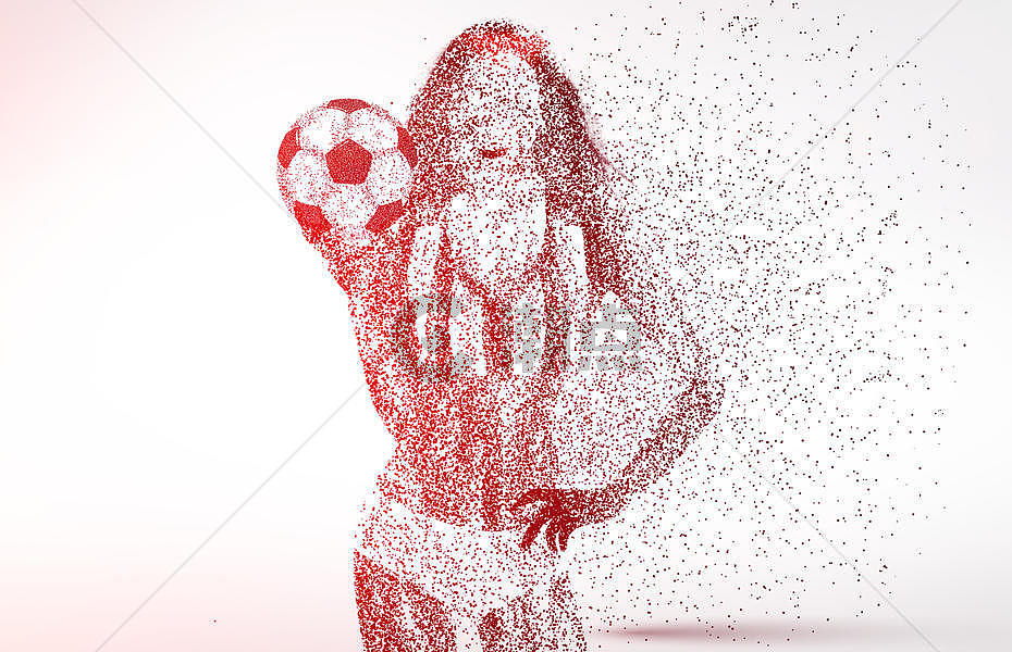 创意女足球运动员剪影粒子图片素材免费下载