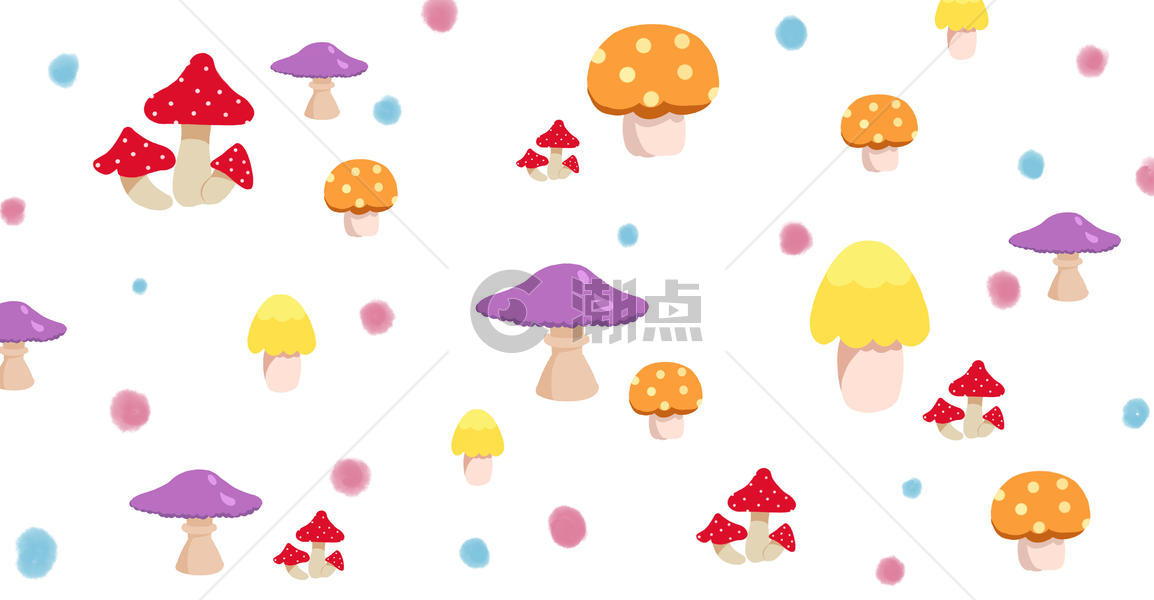 手绘唯美彩色蘑菇插画图片素材免费下载