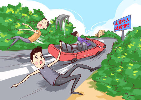 超速行驶撞上行人交通事故漫画图片素材免费下载