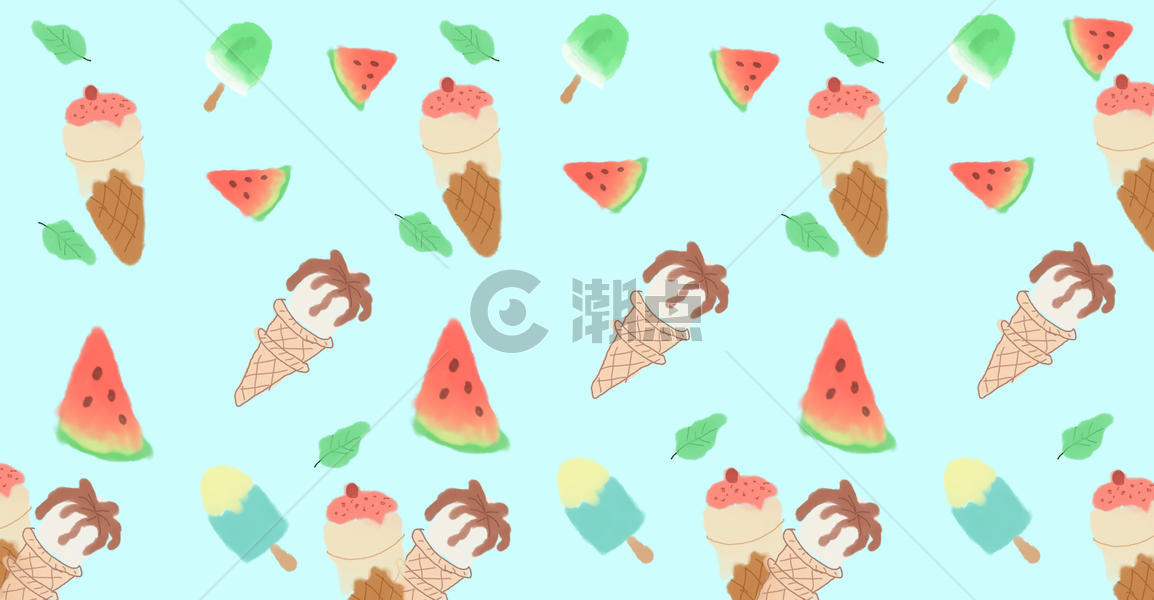 夏季西瓜冰淇淋清新背景图片素材免费下载